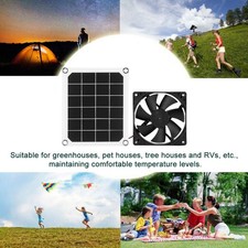 6V 10W Outdoor Solar Power Panel Exhaust Fan USB Charging For Greenhouse BL