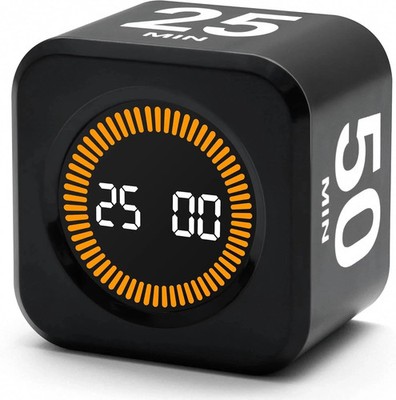 Rotating Productivity Timer 5, 25, 10, 50 Minutes Preset, Desk Cube W/Gravity Se