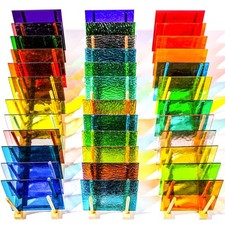 36 Sheets Transparent Stained Glass 4 x 6 inches, Mix 36 Colors
