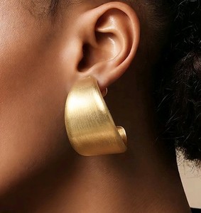 Alexis Bittar Hand Carved Gold Lucite Statement Hoop Earrings