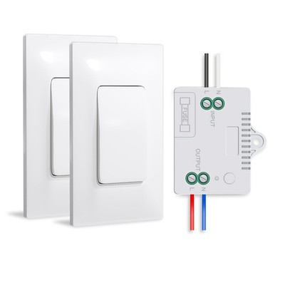 2 Pack Wireless Light Switch and Receiver Kit（1 Pack） -Powered(No Battery Req...