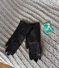 Vintage 1960's With Tags Miss Aris Women's Black Leather Gloves