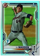 2021 Bowman Draft First Edition Sky Blue Foil TY MADDEN #BD-152 Tigers RC 1st
