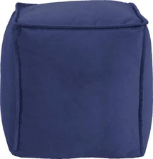 Royal Blue Square Pouf Ottoman-Luxurious Velvet