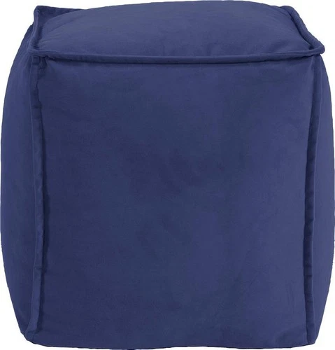 Royal Blue Square Pouf Ottoman-Luxurious Velvet - Picture 1 of 2