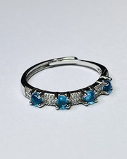 925 Sterling Silver Cabochon Beautiful Aqua Blue Apatite Band Ring