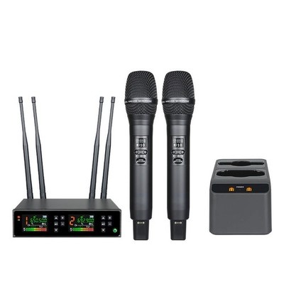 J166 Receiver + LS01 Wireless Microphone FM Dynamic Digital with Charging Stand