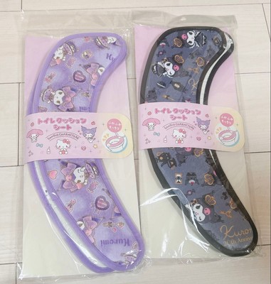 Kuromi Fluffy Toilet Seat Cover 2pc Set Soft Washable  Sanrio new Japan