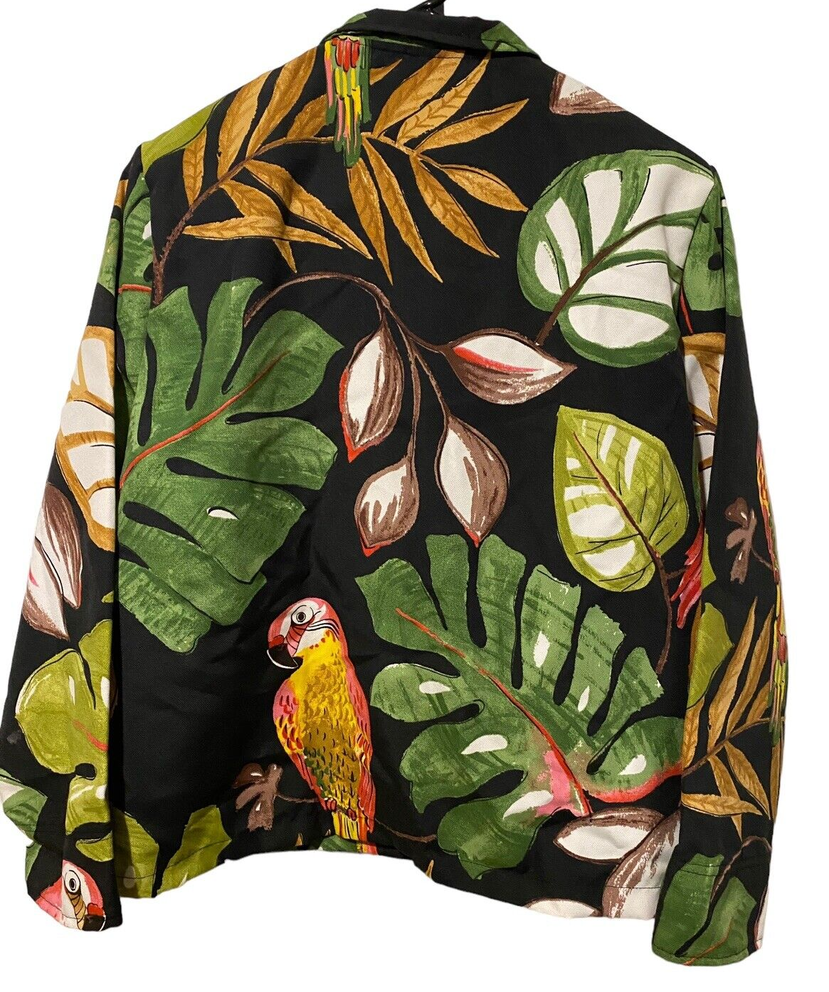 Giacca Tropicale Pony Pappagallo Dipinta M Ara Monstera tropicale