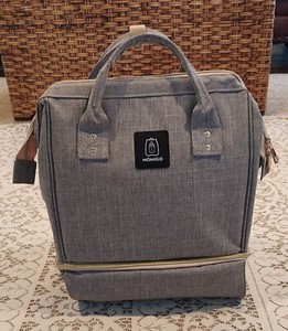 Momigo Breast Pump Backpack Bag Double layer Insulation USB Charging Grey Great!