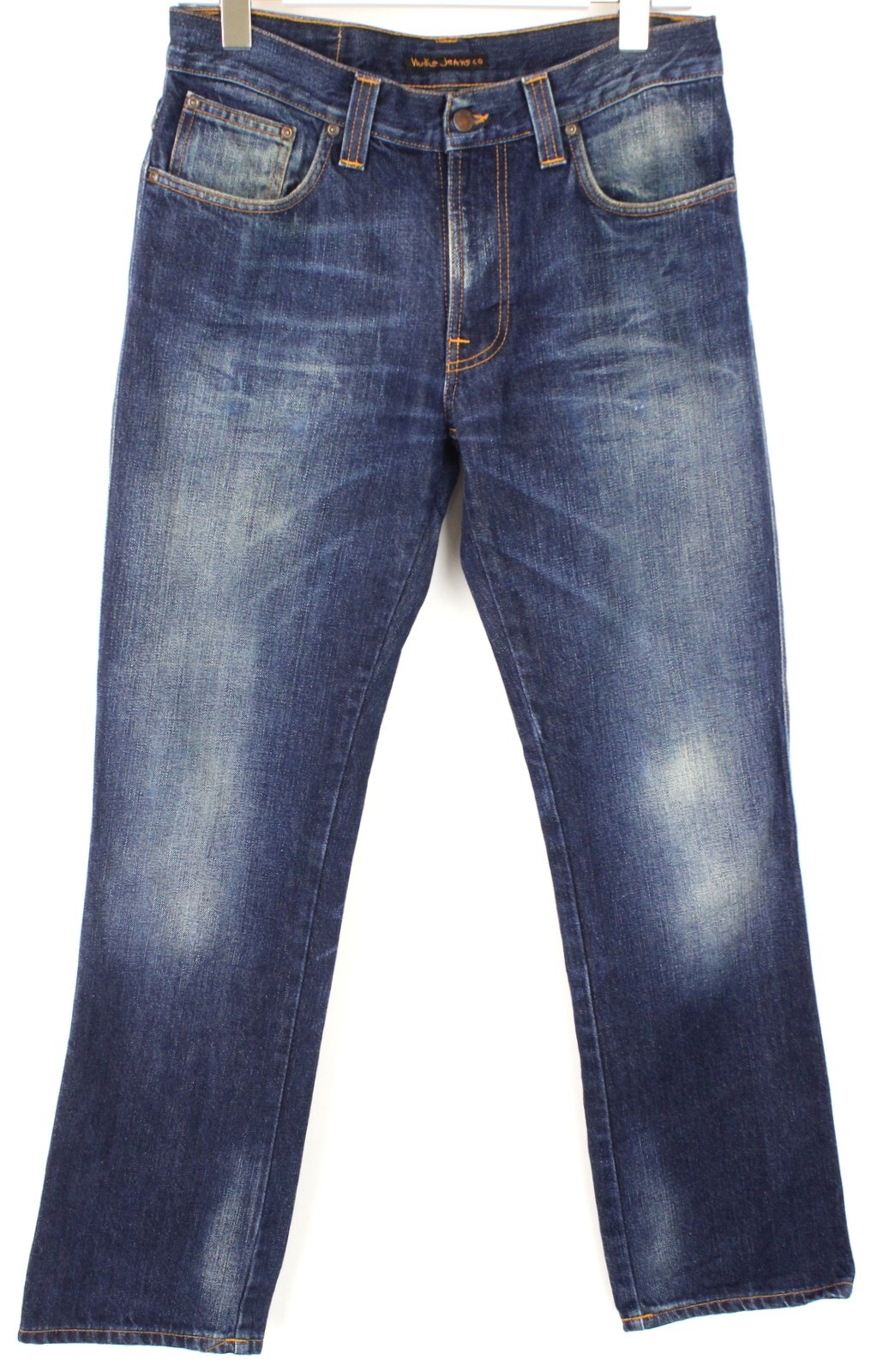 NUDIE Slim Jim Org. Blue Note Jeans Men's W33/L32 Whiskers Faded blue