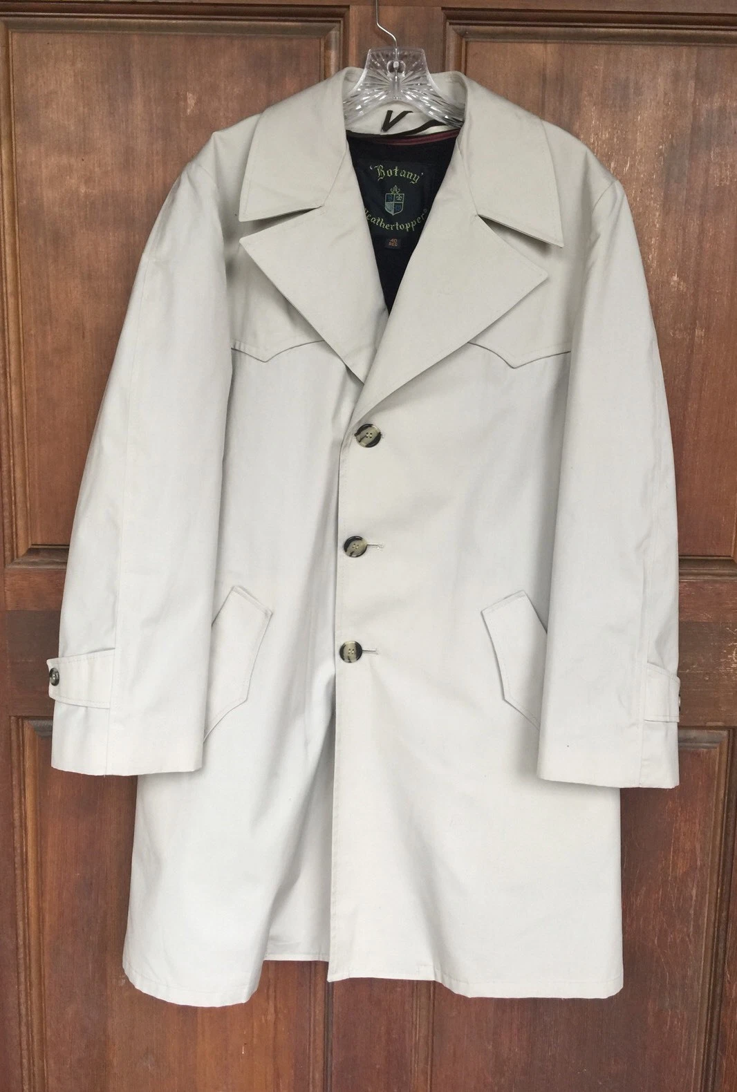 Men's Botany Khaki Weather Topper Trench Rain Coat Jacket Size 40 Regular