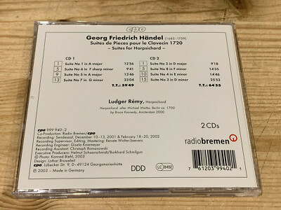 Handel Suites de Pieces pour le Clavecin LUDGER REMY