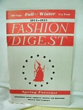 1954-55 FASHION DIGEST- Fall Winter --Young American Designers--Original