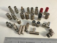 Lot of 26 assorted BNC COAX adapters, terminations, connectors, tees, etc