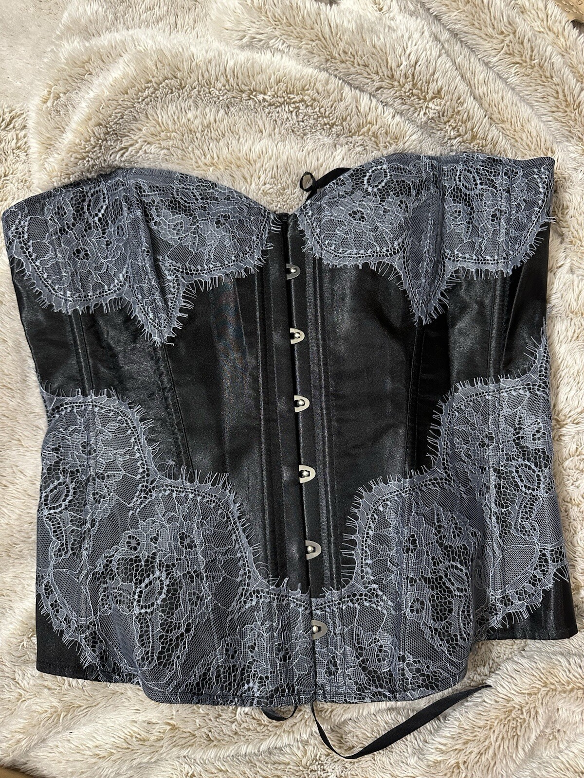 Adore Me Corset Black Gray Lace Size 3XL Longerie Lace
