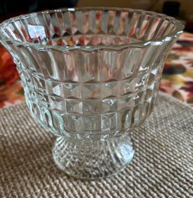 F.T.D.A. Clear Glass Pedestal Candy Dish 6''