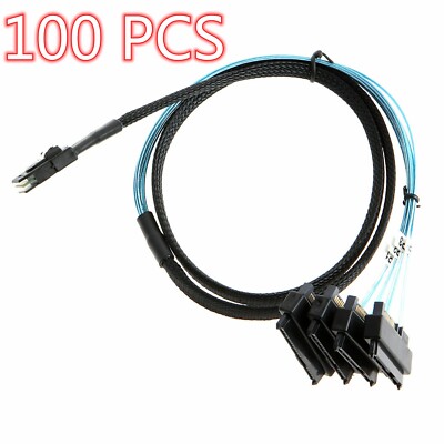 100P Mini SAS 36P SFF-8087 to 4 SFF-8482 Connectors With SATA Power Cable 3FT 1M