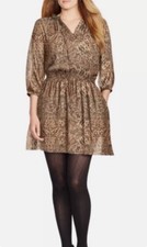 Lauren Ralph Lauren NWT 18 $155 Semi-Sheer Drop Waist Blouson Animal Print Dress
