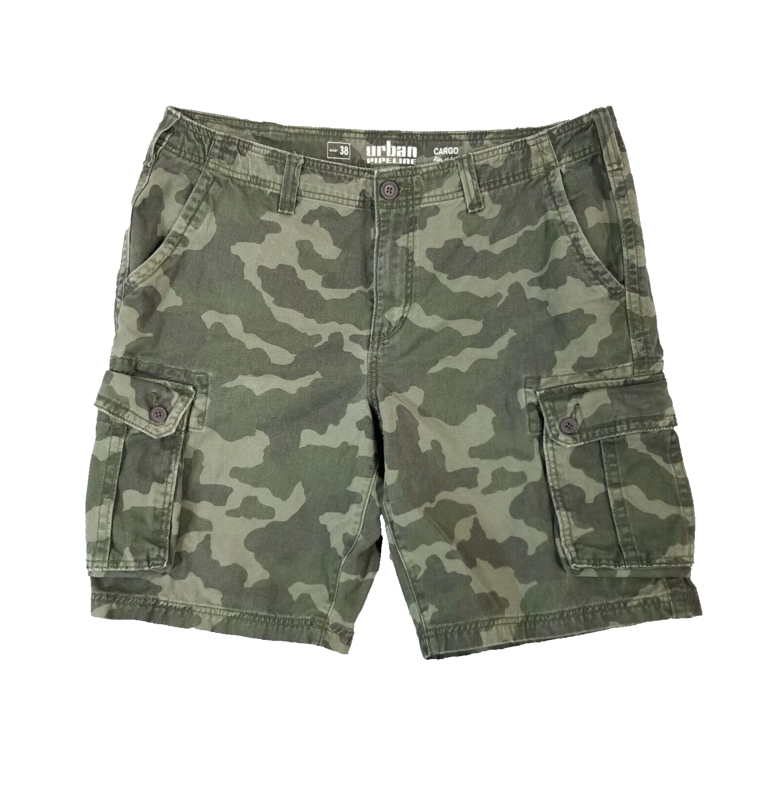 Urban pipeline camo cargo hiking shorts men's 38x 10.5 green cotton outdoor