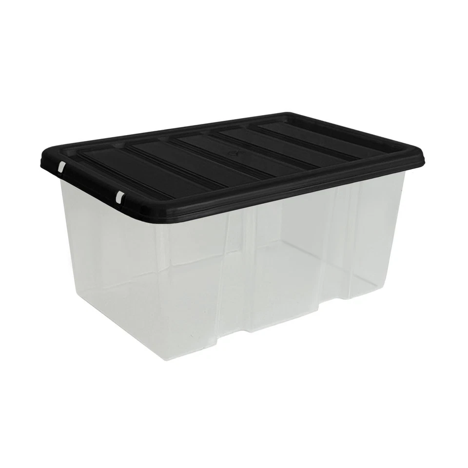 Clear Plastic Storage Boxes with Lids Box Home Office Kitchen Stackable UK Made - Image 4 of 4