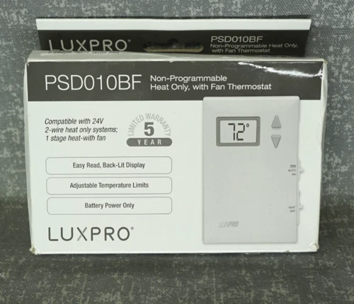 LuxPro Digital 2 Wire Heat Only Thermostat - PSD010BF  New Open Box