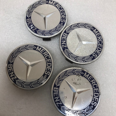 Set of 4 Mercedes 75MM Classic Dark Blue Wheel Center Hub Caps fb73984b ...