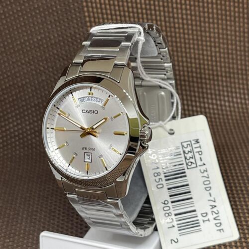 Casio MTP-1370D-7A2 Analog Stainless Steel Day Date Men's Casual Dress Watch - Picture 2 of 8