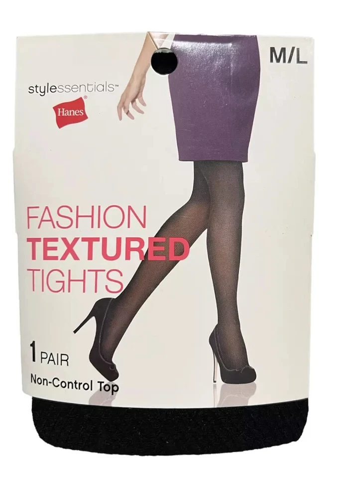 Medias con textura Hanes Style Essentials de moda con puntos de diamante talla M/L negras Foto 4 de 4