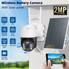 Solar Battery Powered Wireless WiFi Outdoor Pan/Tilt Home Security Camera System