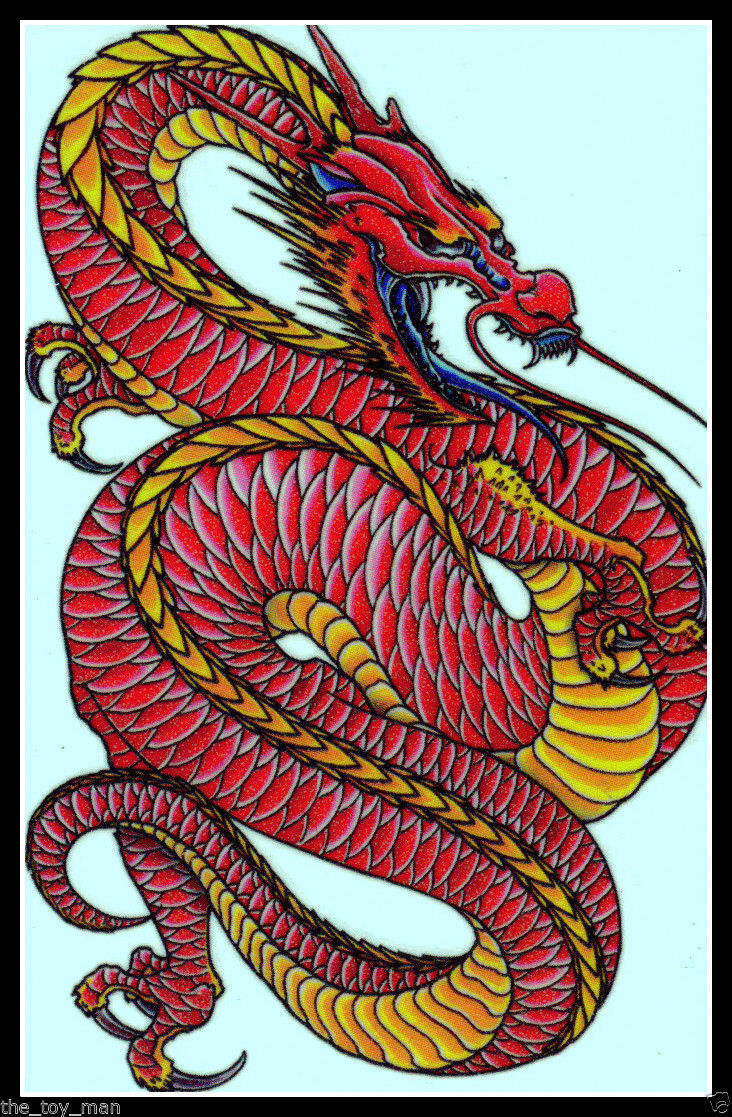 Red Chinese Dragon Temporary Tattoo – TattooIcon