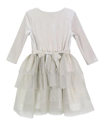 Pink & Violet OYSTER Girls' Velvet Bodice Jewel Trim Tiered Skirt Dress, 16 - Picture 2 of 2