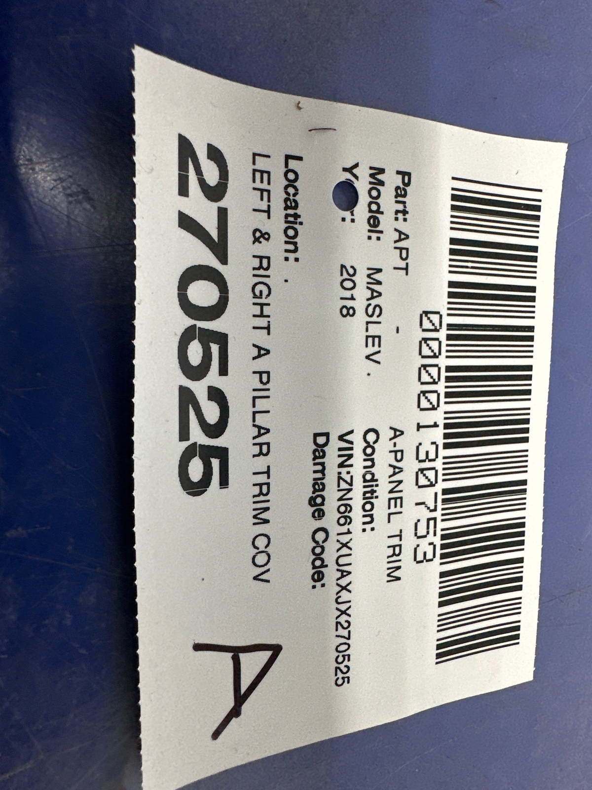 2017-2020 MASERATI LEVANTE M161 LEFT RIGHT A PILLAR TRIM PANEL SET 6700485670
