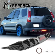 For Honda CR-V CRV Rear Bumper Diffuser Splitter w/ LED Brake Light Carbon Fiber