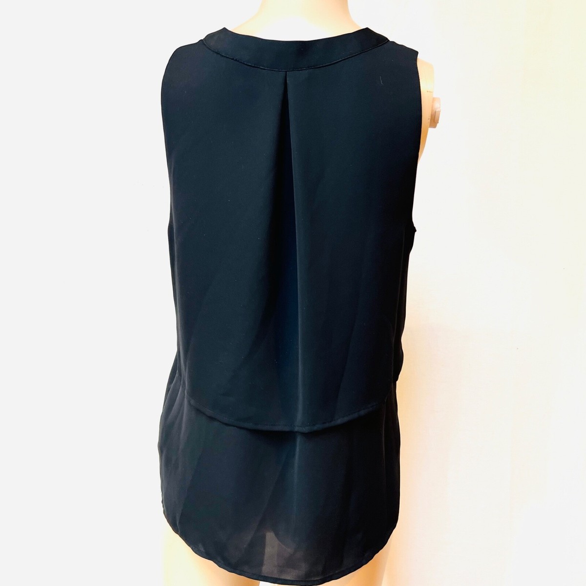 Candie's ノースリーブ トップス Candie's women's Top sz S Rhinestone Buttons Black Chiffon