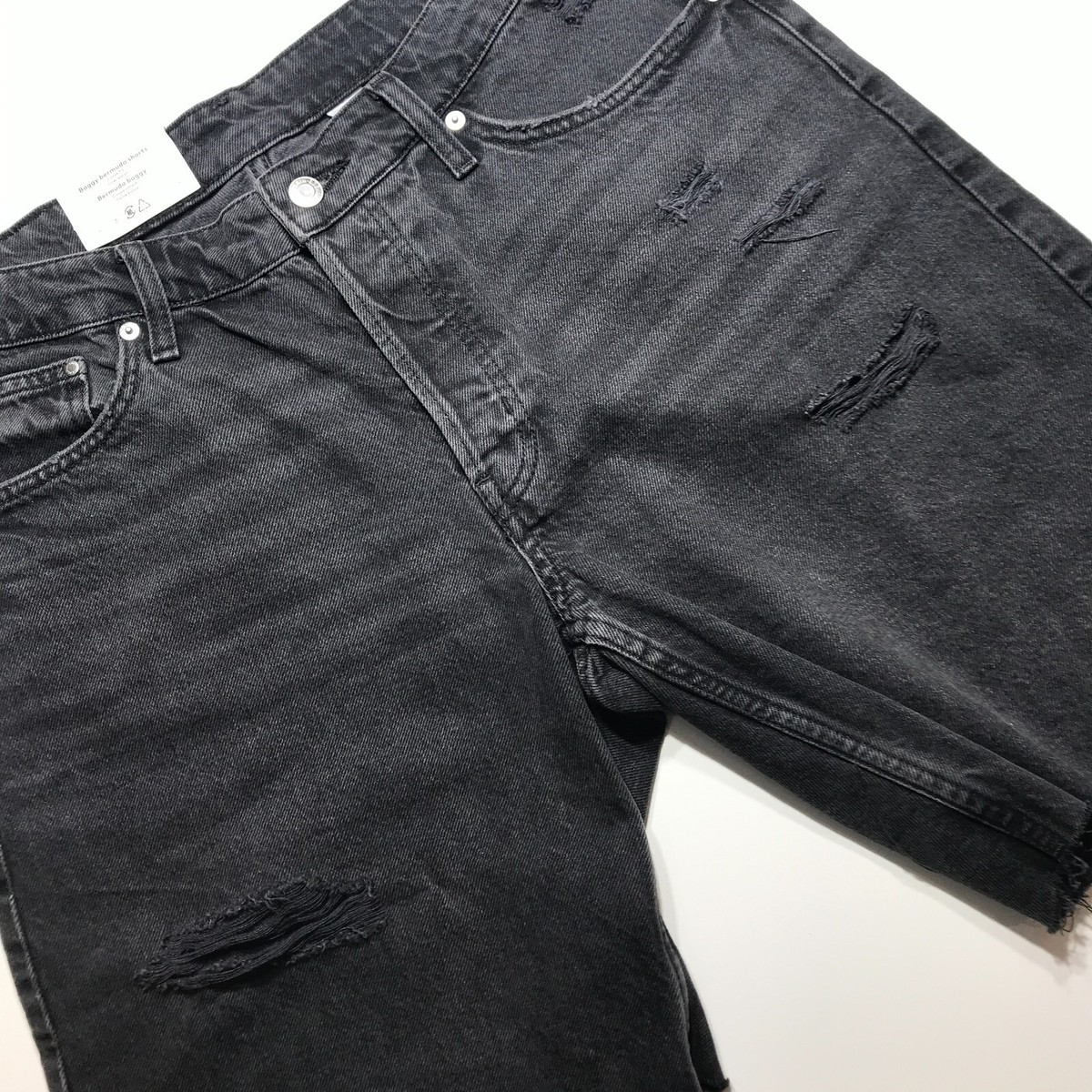 ★MUCENT★ Blando Bermuda Denim Half Pants Unisex Black Blue Dark denim bermuda shorts dark blue denim | Calliope