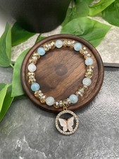 Handmade 8mm Crystal Glass Beaded Stackable 6.5  Plus Stretch Bracelet New A4147