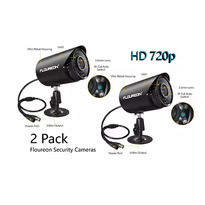 2 PACK Floureon Security Camera 720P; CCTV System Camera Connects