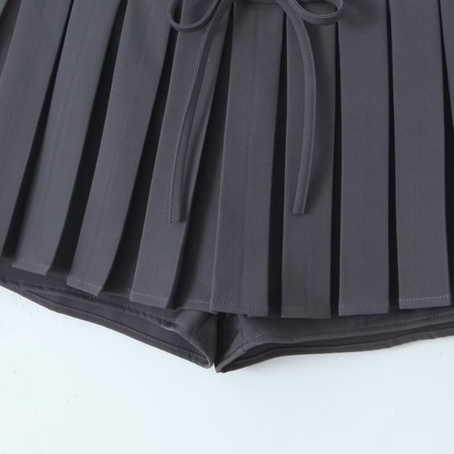 Women's Schoolgirl Skirt Solid Color Pleated Skirts Short Miniskirt with Briefs - Bild 25 von 42