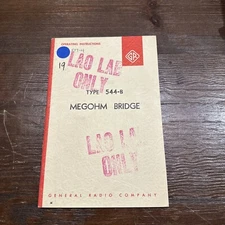 General Radio Type 544-B Megohm Bridge Operating Instructions 458-M  1962