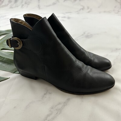 Vittorio Ricci Womens Vintage 90s Ankle Boots Size 8.5 Black Leather Point Toe