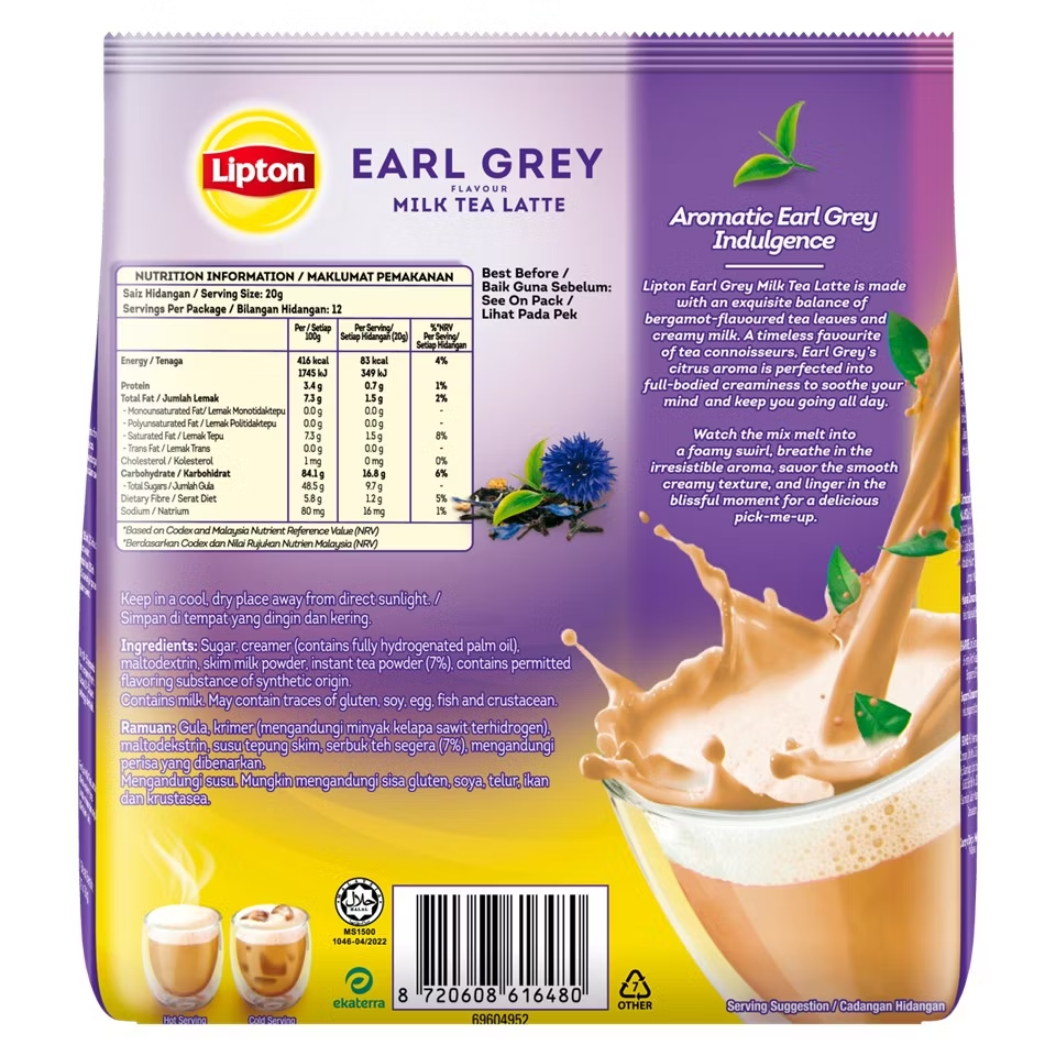 LIPTON Premium Instant Tea Milk Tea Latte EARL GREY(12 sachets x