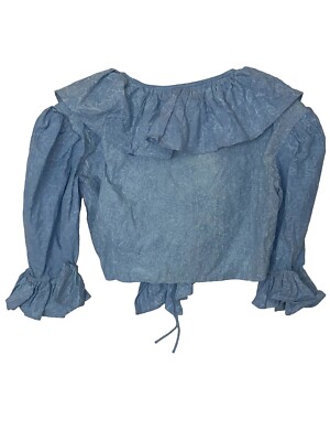 Women's Mona Lisa Vintage Ruffled V- Neck Button Front Crop top