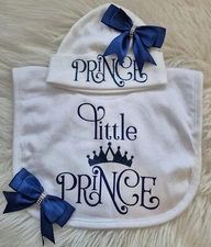 Romany Babies Bib And Hat  NAVY PRINCE 0-3 Months