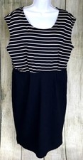 O'-Sher OSher Women's Sleeveless Dress Size 2X Navy Blue White Stripe EUC A5616