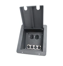 Recessed Pocket Stage Floor Box w/4 XLR Mic Connectors & 2 AC Outlets