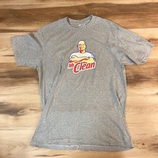 Vintage Mr. Clean Shirt Mens Large Single Stitch Hanes Made in USA Gray Crewneck