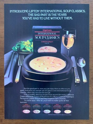 1985 Lipton International Soup Classics Vintage Print Ad/Poster Food Art Décor 
