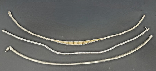 Collection of Three Solid Sterling Silver Estate Necklaces