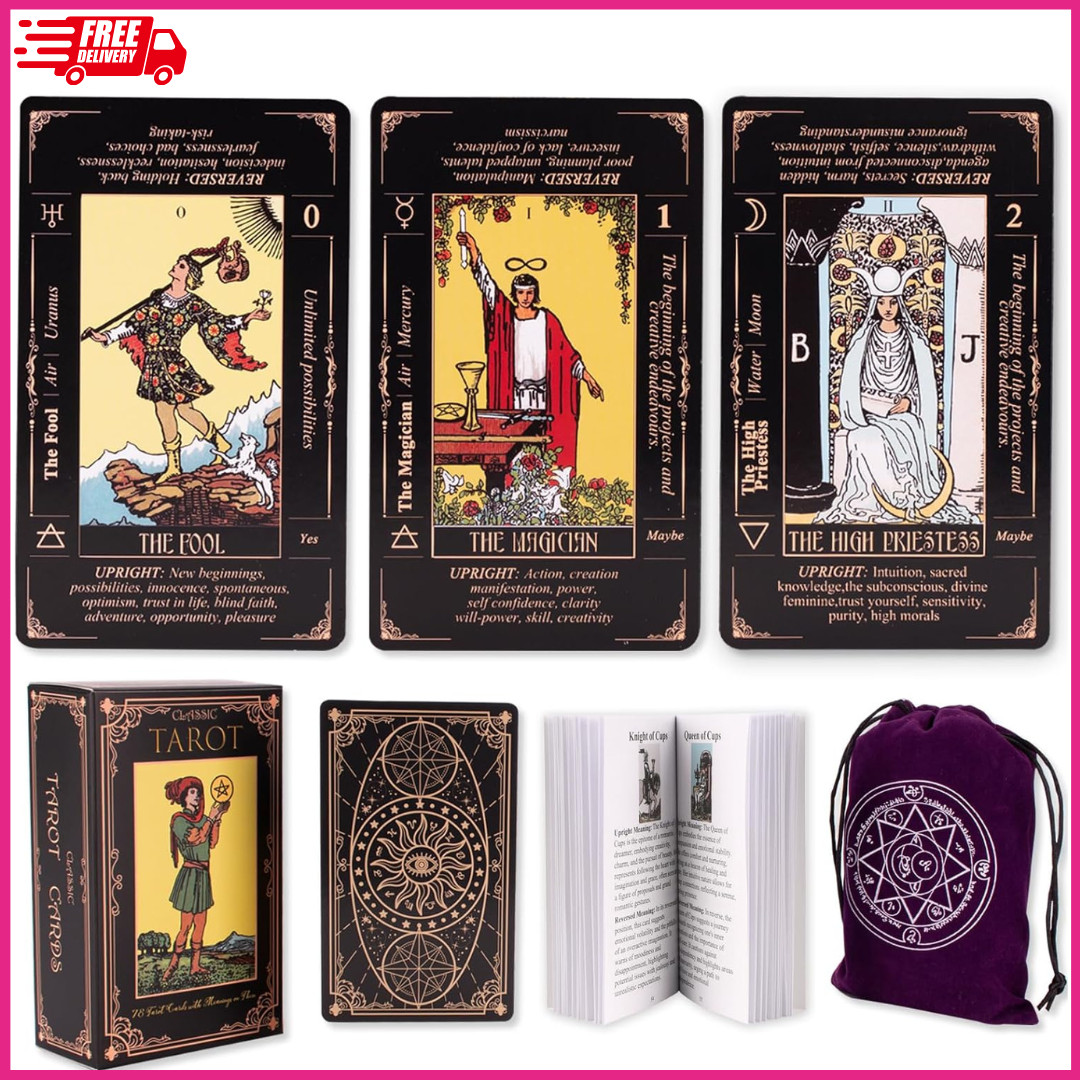 Tarot Cards for Beginners, Classic Tarot Cards with Meanings on Them